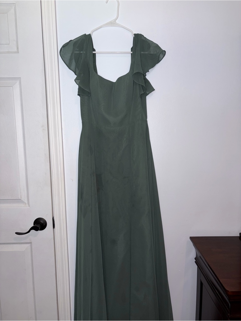 Azazie Eucalyptus Flutter Sleeve Maxi Dress